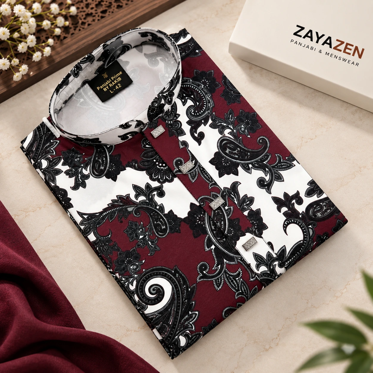 Zaya-Zen special china stich cotton premium panjabi ~ Red